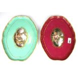 Two hand painted 19th Century Meissen porcelain trays, W. 33cm.