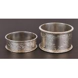 Two hallmarked silver napkin rings