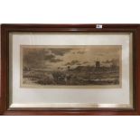 A large 19th century framed engraving of Bringing the Harvest Home, pencil signed by Chas. F. Albon.