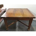 A large mahogany draw leaf dining table, W. 122cm. L. 122cm. Opening to 182cm.