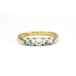 An antique 18ct gold and five diamond ring ( stamped 18ct ) (P)