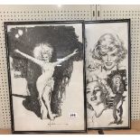 Four framed prints of Marilyn Monroe after Jose Gonzalez, 36 x 51cm.