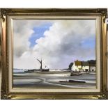 Nigel J Greaves (British b.1948) a gilt framed signed acrylic on board entitled 'Pin Mill' (original