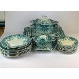 An extensive Victorian part dinner set including meat plates, tureens, dinner plates and side