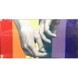 Stephen Blades (contemporary British), an original acrylic and silk on composite board LGBTQ rainbow