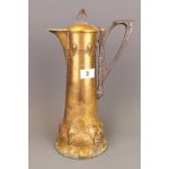 A brass WMF Art Nouveau jug, H. 34cm. Condition: oxidisation to base.