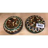 Two Chinese Ming Dynasty style glazed pottery ink boxes, D. 11cm.
