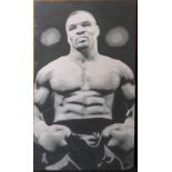 Steven Blades (contemporary British), a large acrylic and silk on composite board of Mike Tyson,
