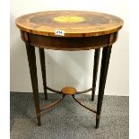 An Edwardian inlaid oval side table, W. 57cm, H. 71cm.