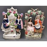 Two Victorian Staffordshire porcelain figures. Tallest 31cm.