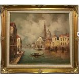 A gilt framed oil on canvas of Venice signed I. Costello. Frame size 77 x 67cm.