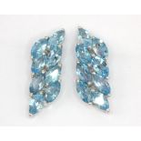 A pair of 925 silver earrings set with marquise cut Swiss blue topaz, L. 2cm.