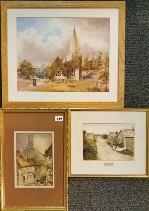 Three good framed watercolours, largest 59 x 49cm.