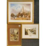Three good framed watercolours, largest 59 x 49cm.