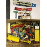 A quantity of used die cast Corgi, Dinky and Matchbox model vehicles.