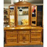 A superb quality Stanley Furniture inlaid mirror backed dressing table, W. 183cm, H. 227cm.
