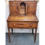 An interesting 19th Century oak Arts and Crafts Clerk's desk, W. 95cm, H. 136cm.