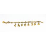 A yellow metal (tested 14ct gold) bracelet, L. 18cm.