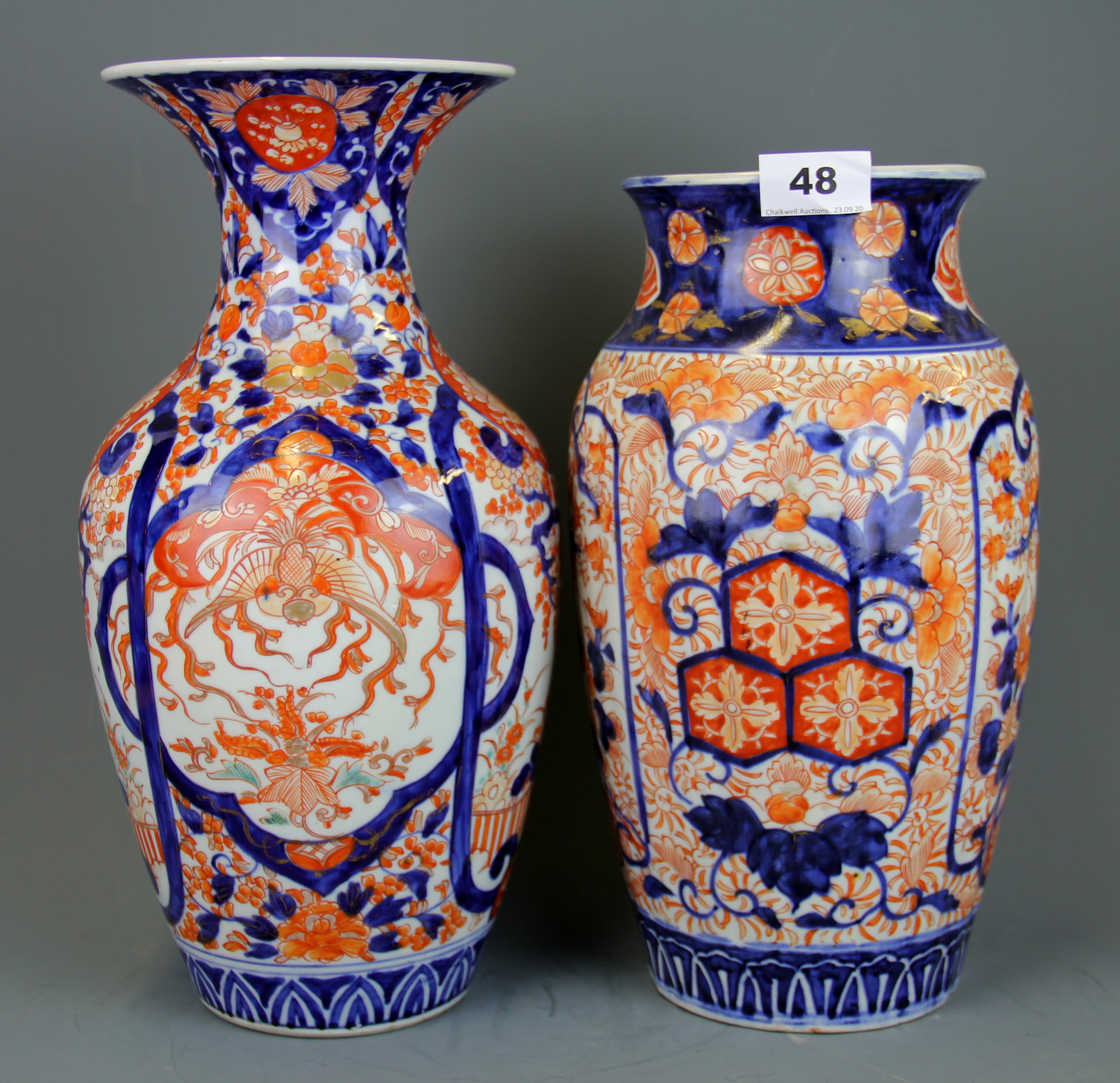 Two 19th Century Japanese Imari vases, tallest 36cm. - Image 2 of 6