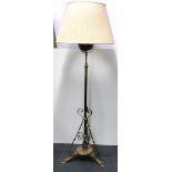 A 19th Century brass telescopic oil standard lamp, converted for the use of electricity,