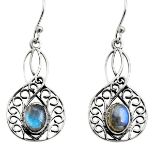 A pair of 925 silver drop earrings set with labradorite, L. 4.2cm.
