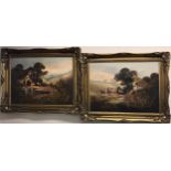 A pair of large gilt framed oils on canvas, 76 x 61cm.