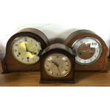 Three vintage mantle clocks.