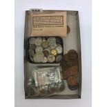 A quantity of mixed coins and bank notes, mostly British.