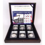 A box set of twelve silver US classic coins.