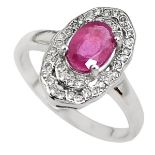 A 925 silver ruby and white stone set ring, (N.5).