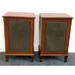 A pair of vintage mahogany cased Dynatron HiFi speakers, H. 59cm.