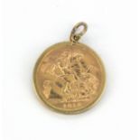 A 1918 George V half sovereign mounted as a pendant in 9ct yellow gold.