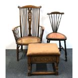 A lovely cane seated Arts and Crafts chair together with a further Arts and Crafts chair and an