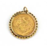 A 1968 Elisabeth II full sovereign mounted as a pendant in 9ct yellow gold.