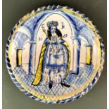 An early 20th century copy of a 17th century Delftware charger depicting King Charles II, Dia.