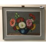 A 1950's/60's palette knife oil on board of flowers signed Bailey, 36 x 47cm.