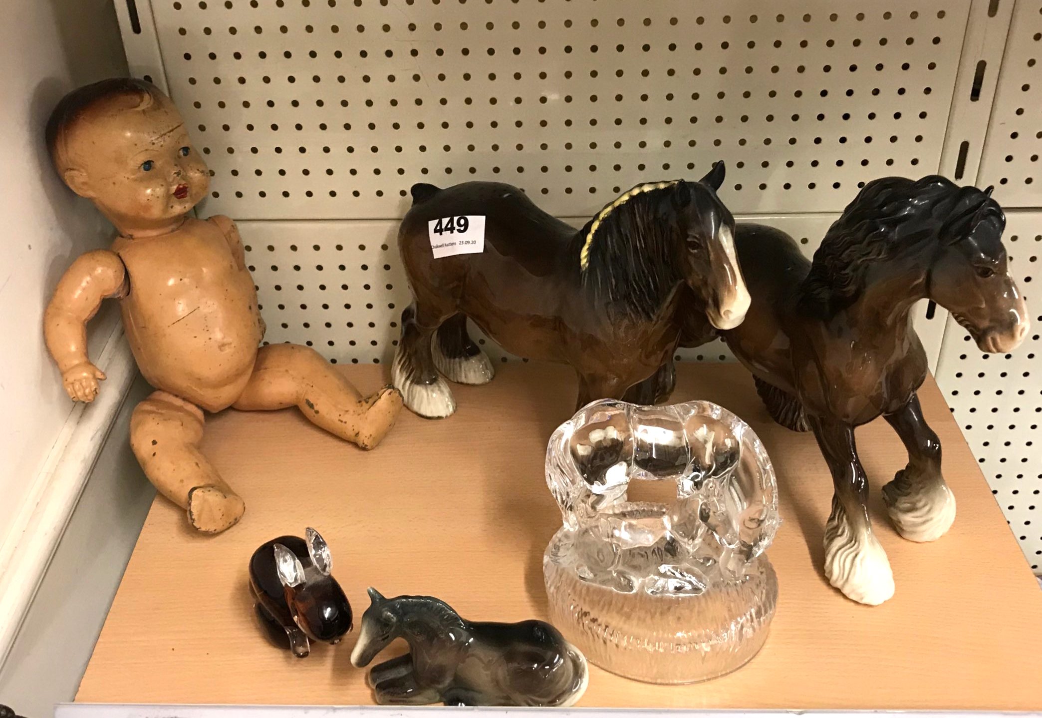 Two Beswick Shire horses and other items.