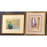 Judy Hodgson (British), a lovely framed pastel entitled 'Punting', frame size 47 x 42cm, together