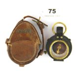 A leather cased military marching compass Verner's pattern, dated 1915.