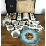 A Royal Worcester boxed coffee set with a pair of boxed Arthur Price silver plated goblets and other