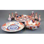 A group of 19th Century Japanese Imari porcelain items, larges Dia. 26cm.