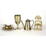 A group of five miniature silver items, tallest 5cm.