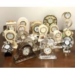 A group of miniature clocks.