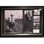 Horse racing and autograph interest. A signed framed collage of racing photographs by Bob