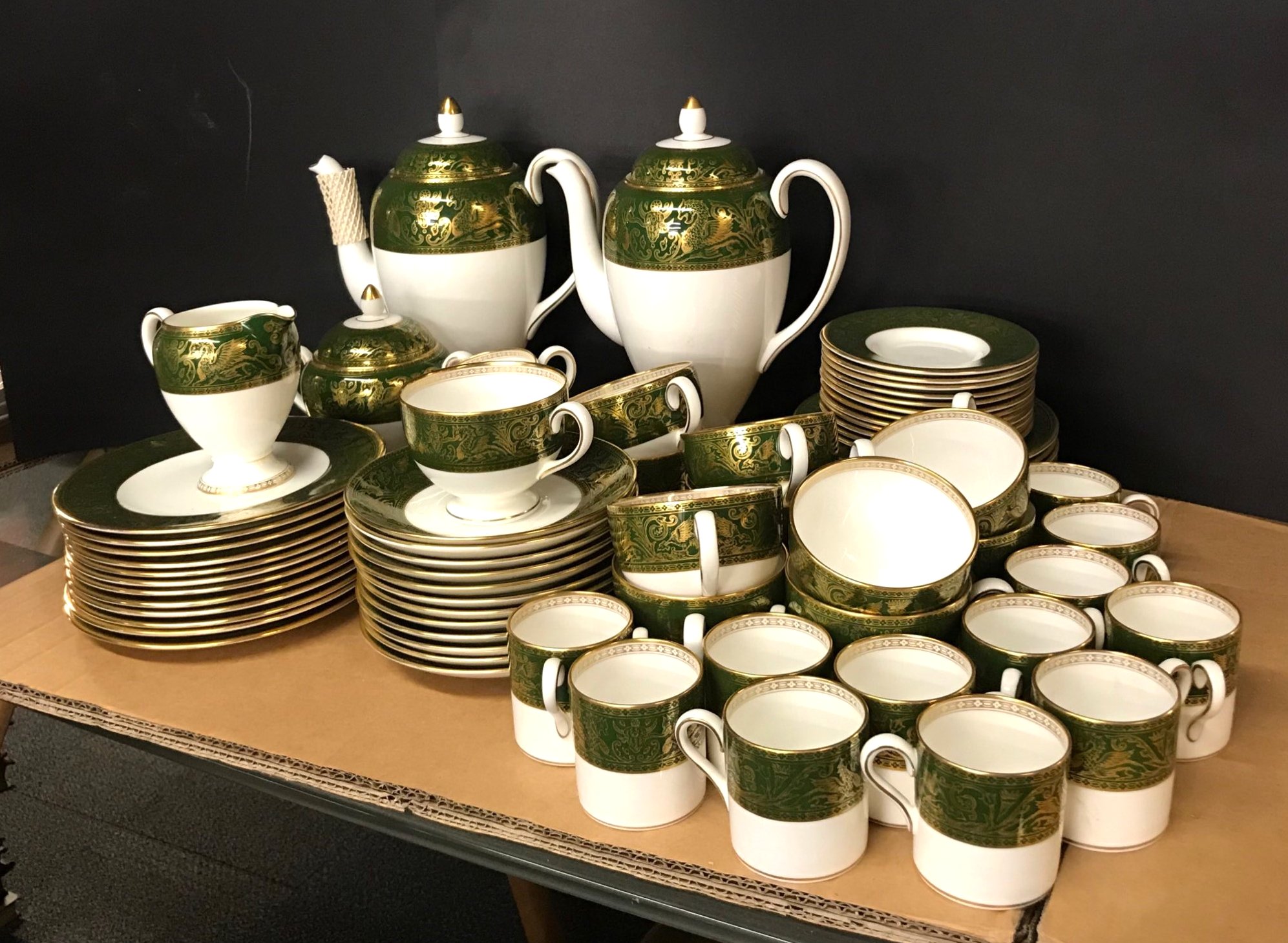 A twelve setting Wedgwood Florentine pattern tea and coffee set.