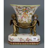 A bronze mounted porcelain urn, H. 27cm.