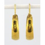 A pair of yellow metal (tested high carat yellow gold) hoop earrings, L. 3cm.