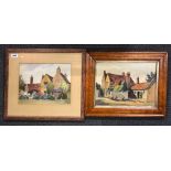 Two early framed watercolours of South Shoebury Hall, 46 x 40cm, together with a framed reproduction