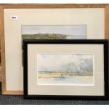Two framed watercolours of beach scenes, largest 61 x 52cm.