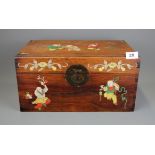 A mother of pearl inlaid Chinese hardwood box, 40 x 24 x 21cm.